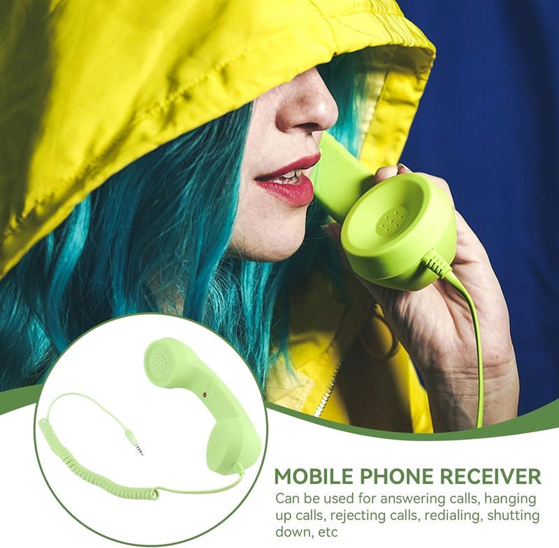 Beufee Retro Phone Handset, Telephone Handset for Cellphone with 3.5mm Jack Mobile Phone Receiver Old Telephone Headset Handheld Receiver for Cell Phone(Green) - Image 2